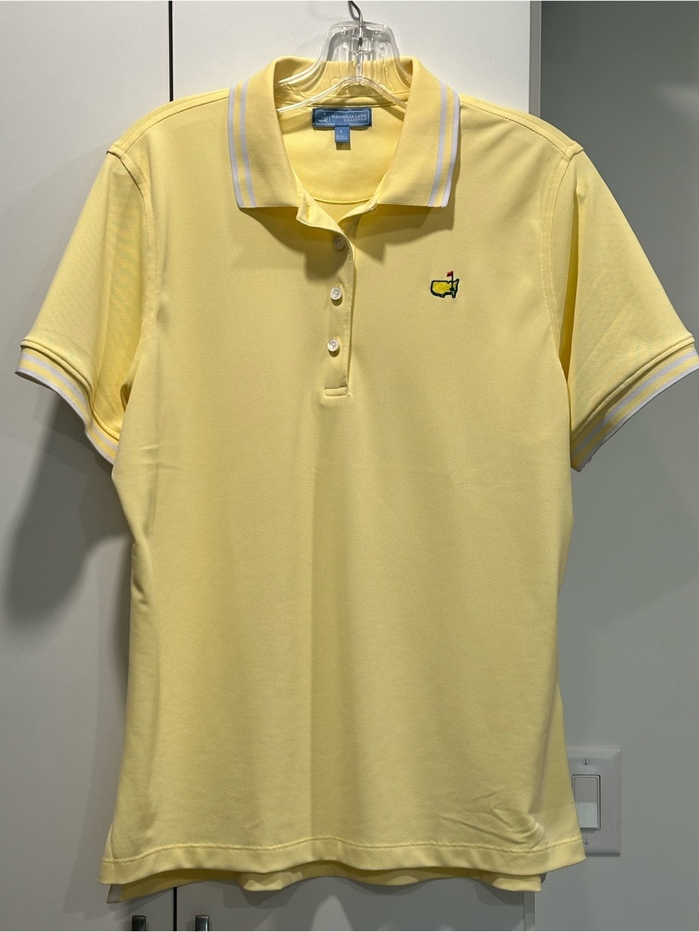 Magnolia Lane the Masters Women's Yellow Polo with Embroidered Masters Chest Log